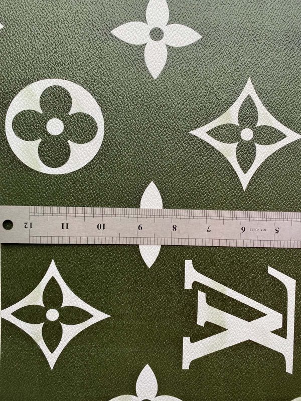 Green Louis Vuitton Leather Fabric with Big Pattern