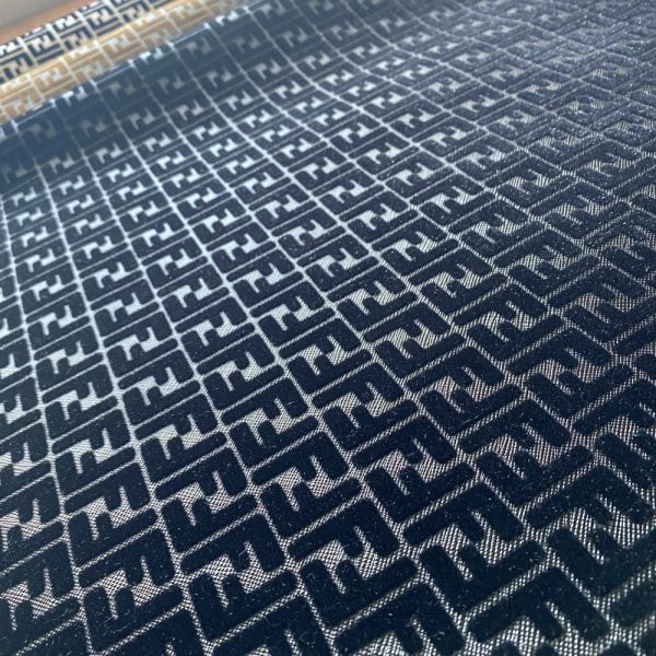 black fendi vinyl fabric with velvet patterns