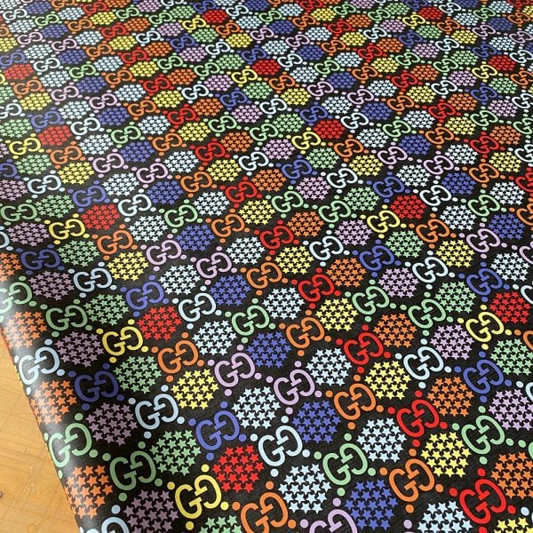 gucci multicolor vinyl fabric | gucci rainbow vinyl material by the yard for sale