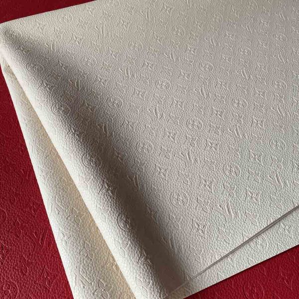 lv embossed dirty white leather fabric