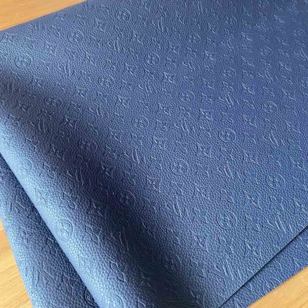 lv embossed navy leather fabric