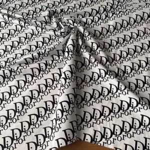 thin poplin white dior cotton fabric with black pattern for tailors